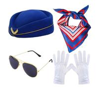 Flight Attendant Costume for Women - Stylish and versatile and stylish stewardess accessories including hat, gloves, scarf and sunglasses | Perfect cosplay establishment for f