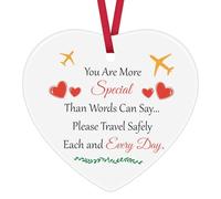 Flight Attendant Gift Pilot Gift Ceramic Ornament for Traveller Women Men Airplane Fly Safe Ornament Aviation Graduation Gift Birthday Christmas Ornament for Traveler