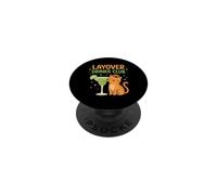 Flight Attendant Layover Drinks Club Cat Lover PopSockets Adhesive PopGrip