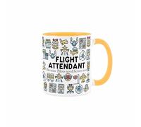 Flight Attendant Mug - Humorous Novelty Gifts for Aircrew & Aircraft Transport Staff - Tea/Coffee Hot Drinks Golden Yellow Ceramic Cup Present