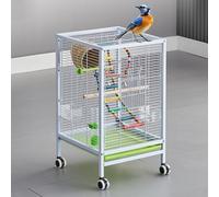 Flight Bird Cage, Bird Cage Large, with Universal Wheels, with Toy Package, Suitable for Small and Medium-sized(White)