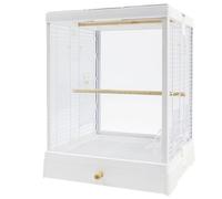Flight Bird Cage Wrought Iron Bird Cage Bird Flight Cages With Bottom Tray Parrot Cage For Parakeet Lovebirds Birdcage For Birds(White)