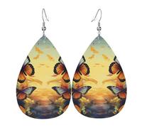 Flight Butterflies Leather Earrings Dangle Drop Earring Lightweight Teardrop Earrings Vintage Bohemian Earring for Women Christmas Birthday Gift Fashion Jewelry