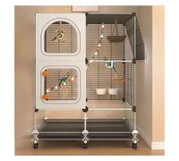 Flight Cage Large Metal Bird Cage with Wheels and Tray,Parrot Cage Clear Door Easy to Observe Panorama Bird Aviary Parakeet Cage(Nero,73 * 37 * 102cm)