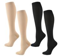 Flight Compression Socks for Women - 2 Pairs, Compression Stockings for Athletic, Nurse, Running, Travel