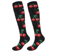 Flight Compression Socks for Women Men Compression Socks Knee High Compression Stockings Circulation Best Support for Athletic Running Cycling Travel(Cherry)