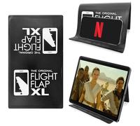 Flight Flap Airplane Tablet Holder, Flexible Cell Phone and Tablet Holder Extra Large 12x7”, Folding Cellphone Stand for Desk, Kindle, Bed, Airplane Gadgets Long Travel Essentials (Black)