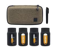 Flight Flask Traveller by Oak & Ember - 4 x 100ml Refillable Whisky & Spirits Bottles with Travel Case - Portable Tasting Kit with Marker Pen - Ideal for Travel & Gifting