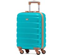 Flight Knight 55x35x20cm Cabin Carry Bag Hard Shell Suitcase 100+ Airline Approved - Aqua / Tan - 34L - 55x35x20cm
