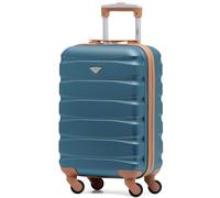 Flight Knight 55x35x20cm Cabin Carry Bag Hard Shell Suitcase 100+ Airline Approved - Blue / Tan - 34L - 55x35x20cm