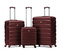 Flight Knight 55x40x20cm Cabin Carry On Luggage with Medium Case and Large Size Check-in Hold Suitcase - Set of 3 - Burgundy