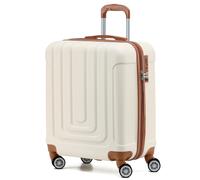 ABS Hard Shell Suitcases, 56x45x25cm 8 Wheel - TSA Lock & USB Port ,Cream