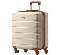 Flight Knight 56x45x25cm EasyJet (Paid), BA & Jet2 Large Hard Cabin Carryon Suitcase - 52L - Cream / Tan - 56x45x25cm