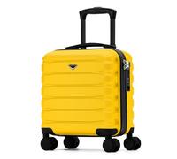 Flight Knight Carry On Suitcase Hardside TSA Lock & USB Port Silent Double Spinner Wheels Maximum Underseat Carry-On Bag For Virgin & South West Approved Airlines( 16.25x13.5x8" ,Yellow )