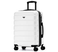 Flight Knight Carry On Suitcase Hardside With Built In TSA Lock & USB Port Lightweight Luggage Silent Double Spinner Wheels Maximum Carry-On Bag Size For American & United Approved Airlines, White