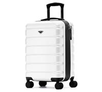 Flight Knight Carry On Suitcase Hardside With Built In TSA Lock & USB Port Lightweight Luggage Silent Double Spinner Wheels Maximum Carry-On Bag Size For American & United Approved Airlines, White