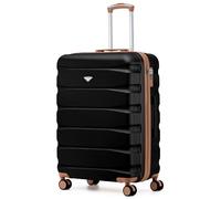 Flight Knight Lightweight 4 Wheel ABS Hard Case Medium Suitcase Approved for Over 100 Airlines Including easyJet, British Airways, Ryanair, Jet2, Emirates & Many More - Check-in Large Size 25"