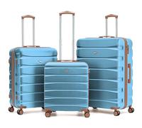 Flight Knight Lightweight ABS Hard Shell Suitcase Set of 3 | 56cm Cabin EasyJet Large Compliant with Medium & Large Check-in Luggage | Silent Spinner for Stress-Free Holiday Travel | TSA Lock