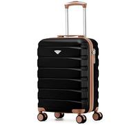 Flight Knight Lightweight Travel Suitcase 55x35x25cm | Hard Shell Carry On Luggage with Aluminum Telescopic Handle, 8 Spinner Wheels & TSA Lock | Approved Max Size for KLM & Air France