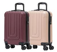 Flight Knight Premium Set of 2 Lightweight Cabin Suitcase - 8 Spinner Wheels - Built-in Side Lock & USB Port - Luggage Approved for Over 100 Airlines Including easyJet, Ryanair & Jet2-55x35x20cm