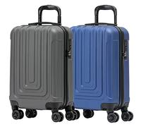 Flight Knight Premium Set of 2 Lightweight Cabin Suitcase - 8 Spinner Wheels - Built-in Side Lock & USB Port - Luggage Approved for Over 100 Airlines Including easyJet, Ryanair & Jet2-55x35x20cm