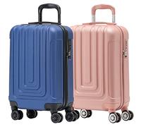Flight Knight Premium Set of 2 Lightweight Cabin Suitcase - 8 Spinner Wheels - Built-in TSA Lock & USB Port - Luggage Approved for Over 100 Airlines Including easyJet, Ryanair & Jet2-55x35x20cm