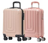 Flight Knight Premium Set of 2 Lightweight Cabin Suitcase - 8 Spinner Wheels - Built-in TSA Lock & USB Port - Luggage Approved for Over 100 Airlines Including easyJet, Ryanair & Jet2-55x35x20cm