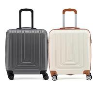 Flight Knight Premium Set of 2 Lightweight Cabin Suitcase - 8 Spinner Wheels - Built-in TSA Lock & USB Port - Luggage Approved for easyJet Flexi Fare Overhead Carry On - 56x45x25cm
