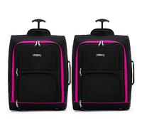 Flight Knight Set of 2 Carry On Cabin Suitcase easyJet (Overhead), Jet2, Ryanair (Priority) Approved 2 Wheels Lightweight Bag Ideal for Airline Travel 55x40x20cm