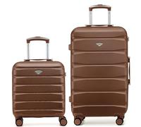 Flight Knight Set of 2 Carry-On & Medium Trunk Luggage | Cabin 45cm easyJet Compliant & 70cm M Check-in ABS Hard Shell Suitcases | Lightweight Duo for Long-Haul Travel | TSA Lock
