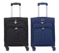 Flight Knight Set of 2 Lightweight 4 Wheel 800D Soft Case Quilted Suitcase Cabin Carry On Hand Luggage Ryanir Maximium prioirty Carry On Approved