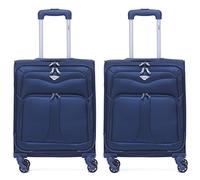 Flight Knight Set of 2 Lightweight 4 Wheel 800D Soft Case Suitcase Cabin Carry On Hand Luggage Ryanir Maximium prioirty Carry On Approved