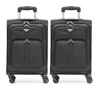 Flight Knight Set of 2 Lightweight 4 Wheel 800D Soft Case Suitcase Robust Anti Crack Cabin Carry On Hand Luggage Approved for Over 100 Airlines Including easyJet, BA & Many More!