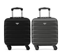 Flight Knight Set of 2 Lightweight 4 Wheel ABS Hard Case Suitcases Cabin Carry On Hand Luggage Approved for Over 35 Airlines Including easyJet, Maximum Size for KLM & Air France 55x35x25cm