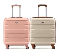 Flight Knight Set of 2 Lightweight 4 Wheel ABS Hard Case Suitcases Cabin Carry On Hand Luggage Approved for Airlines Including British Airways & Maximum Size for easyJet Large Cabin Bag 56x45x25cm