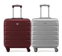 Flight Knight Set of 2 Lightweight 4 Wheel ABS Hard Case Suitcases Cabin Carry On Hand Luggage Approved for Airlines Including British Airways & Maximum Size for easyJet Large Cabin Bag 56x45x25cm
