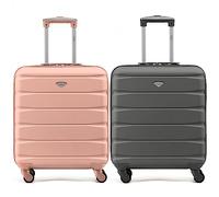 Flight Knight Set of 2 Lightweight 4 Wheel ABS Hard Case Suitcases Cabin Carry On Hand Luggage Approved for Airlines Including British Airways & Maximum Size for easyJet Large Cabin Bag 56x45x25cm
