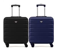 Flight Knight Set of 2 Lightweight 4 Wheel ABS Hard Case Suitcases Cabin Carry On Hand Luggage Approved for Airlines Including British Airways & Maximum Size for easyJet Large Cabin Bag 56x45x25cm