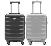 Flight Knight Set of 2 Lightweight 4 Wheel ABS Hard Case Suitcases Cabin Carry On Hand Luggage Approved for Over 100 Airlines Including British Airways, easyJet, Jet2 & Wizz 55x35x20cm - TSA Lock