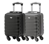 Flight Knight Set of 2 Lightweight 4 Wheel ABS Hard Case Suitcases Cabin Carry On Hand Luggage Approved for Over 100 Airlines British Airways, easyJet & Maximum Size for Ryanair 40x20x25cm