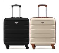 Flight Knight Set of 2 Lightweight 4 Wheel ABS Hard Case Suitcases Cabin Carry On Hand Luggage Approved for Airlines Including British Airways & Maximum Size for easyJet Large Cabin Bag 56x45x25cm