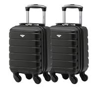 Flight Knight Set of 2 Lightweight 4 Wheel ABS Hard Case Suitcases Cabin Carry On Hand Luggage Approved for Over 100 Airlines British Airways, easyJet & Maximum Size for Ryanair 40x20x25cm