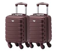 Flight Knight Set of 2 Lightweight 4 Wheel ABS Hard Case Suitcases Cabin Carry On Hand Luggage Approved for Over 100 Airlines British Airways, easyJet & Maximum Size for Ryanair 40x20x25cm
