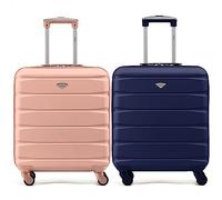 Flight Knight Set of 2 Lightweight 4 Wheel ABS Hard Case Suitcases Cabin Carry On Hand Luggage Approved for Airlines Including British Airways & Maximum Size for easyJet Large Cabin Bag 56x45x25cm