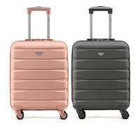 Flight Knight Set of 2 Lightweight 4 Wheel ABS Hard Case Suitcases Cabin Carry On Hand Luggage Approved for Over 60 Airlines Including easyJet, Jet2 & Maximum Size for Ryanair (Priority) 55x40x20cm