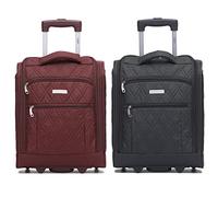 Flight Knight Set of 2 Luggage 45x36x20cm easyJet Underseat Carry On Non Priority Approved Cabin Suitcase - 2 Wheels - Ultra Lightweight Durable Soft Hand Case Textile