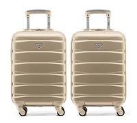 Flight Knight Set of 2 Premium Suitcases - Extra Stong Lightweight Luggage - Hardcase Suitcases with 4 Wheels & Built in Lock - (Set of 2 S+S)