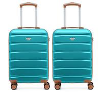 Flight Knight Set of 2 Premium Suitcases - Extra Stong Lightweight Luggage - Hardcase Suitcases with 4 Wheels & Built in Lock - (Set of 2 S+S)