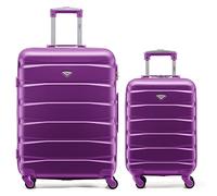 Flight Knight Set of 2 Premium Suitcases - Extra Stong Lightweight Luggage - Hardcase Suitcases with 4 Wheels & Built in Lock - (Set of 2 S+L)