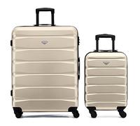 Flight Knight Set of 2 Premium Suitcases - Extra Stong Lightweight Luggage - Hardcase Suitcases with 4 Wheels & Built in Lock - (Set of 2 S+XL)